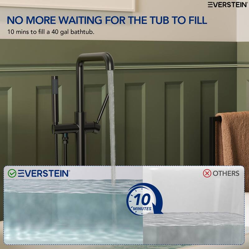 Freestanding Tub Faucet with Hand Shower,Modern Floor-Mount Bathtub Faucet