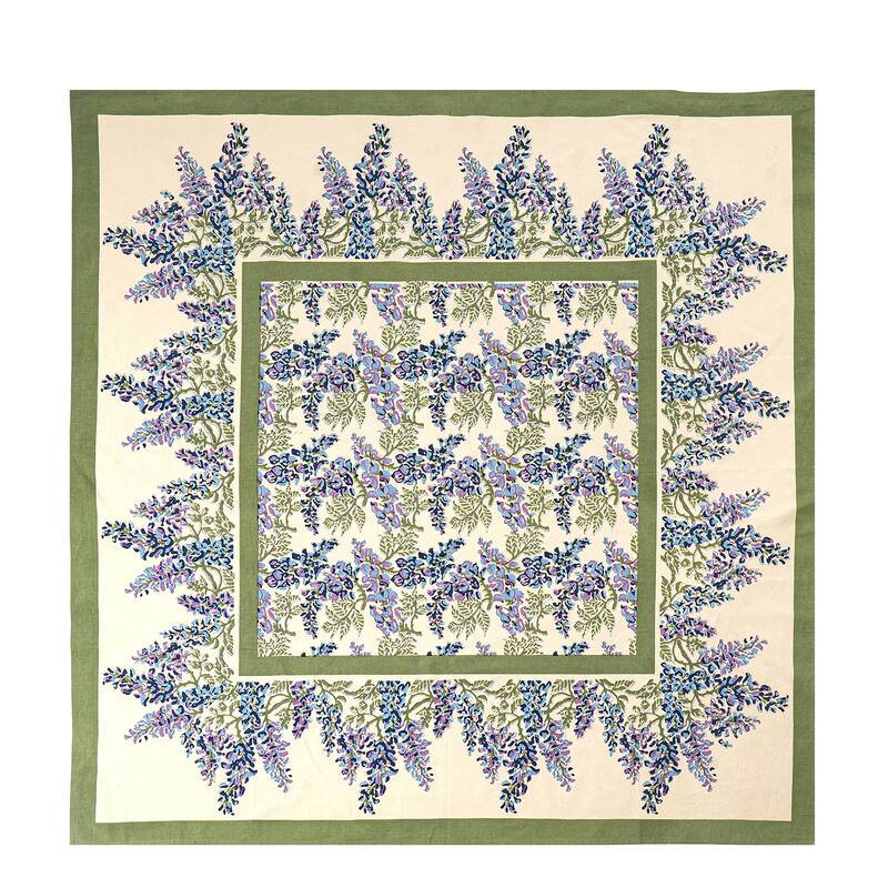 Couleur Nature Wisteria Tablecloth - Green/Blue - 59" x 59"