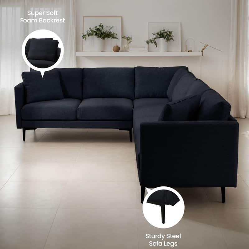Mixoy Modular Sectional Sofa,Linen Fabric L-Shaped Couch,Corner Couches and Sofas for Living Room
