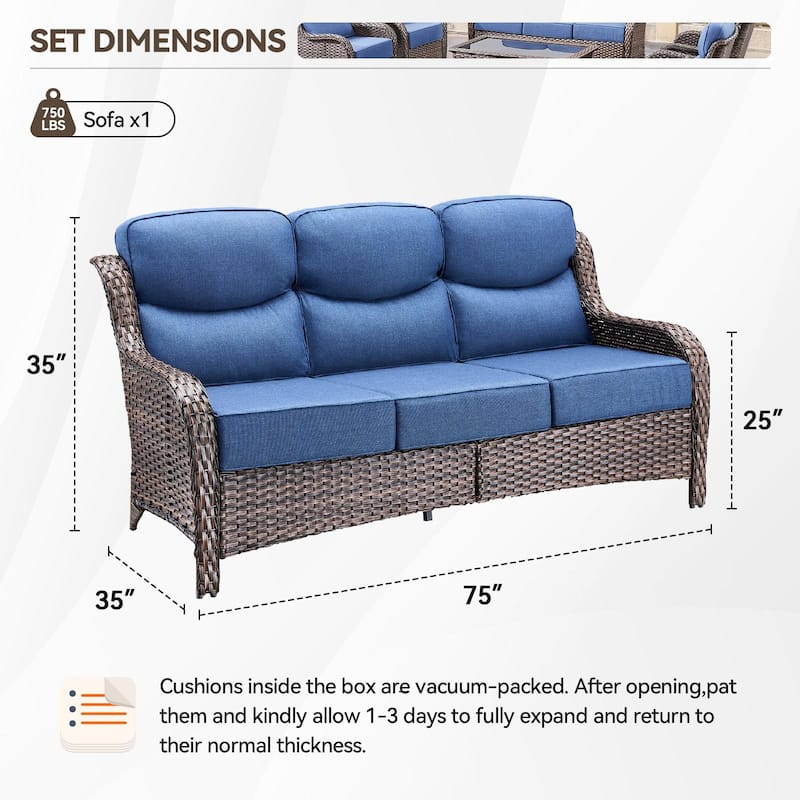 Outdoor Wicker Sofa PE Rattan Patio Couch Sofa