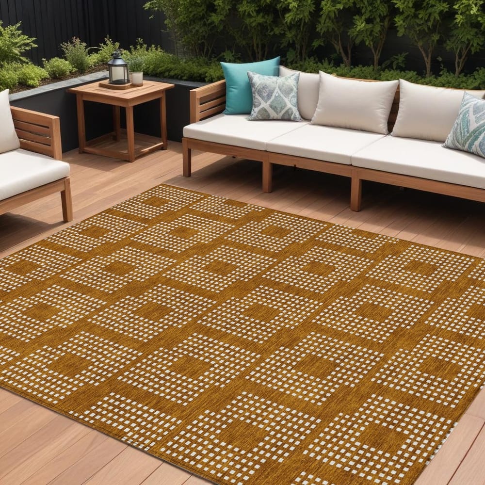 HomeRoots Geometric Transitional Rectangle Outdoor Rug