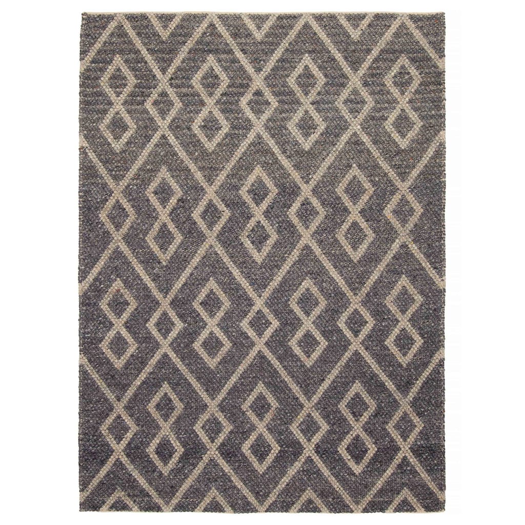 ECARPETGALLERY Braid weave Sienna Dark Grey Wool Rug - 5'1 x 7'3