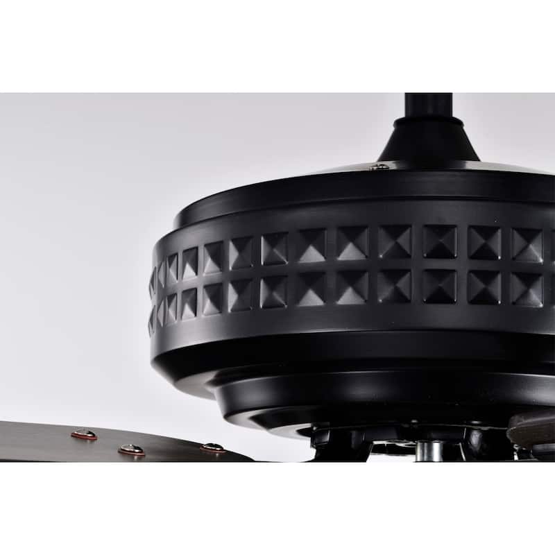 Kantaa 52 Inch Matte Black Industrial Ceiling Fan with Remote - N/A