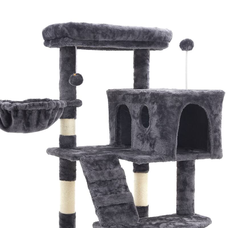 73" Multi-Level Cat Tree Tower with Condos, Hammock & Scratching Posts - Sturdy Cat Furniture for Large Cats