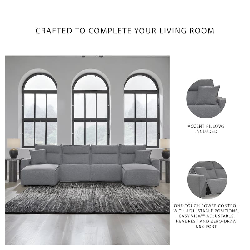 Signature Design by Ashley Modmax Gray 4-Piece Power Reclining Sectional with Chaise - 150" W x 63" D x 41" H