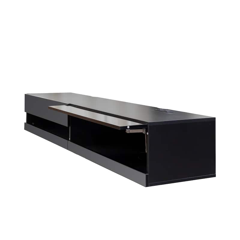 ​​Modern Floating TV Stand with 20 Color LEDs and 2 Storage Shelf Capacity for Living Room Bedroom and Office​
