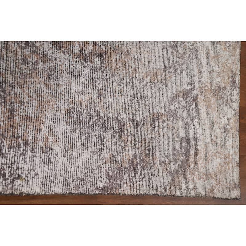 Beige Modern Abstract Area Rug Hand-Knotted Wool Carpet - 6'5"x 9'6"