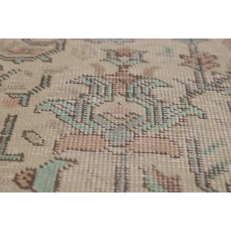 Geometric Beige Tabriz Persian Area Rug Handmade Wool Carpet - 8'0"x 11'0"
