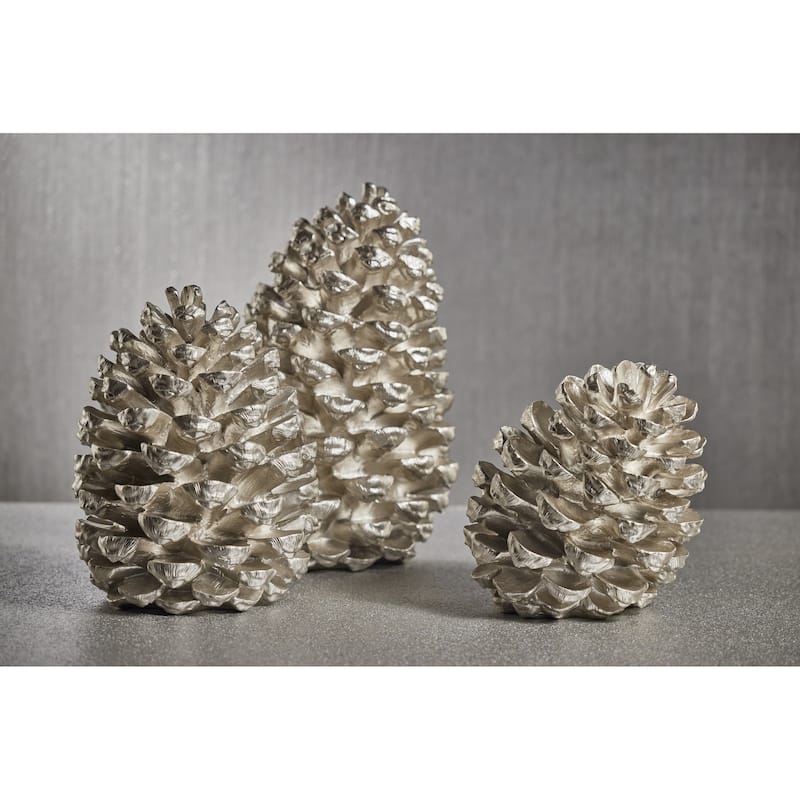 Silver Decorative Pinecone Figurine, 14"