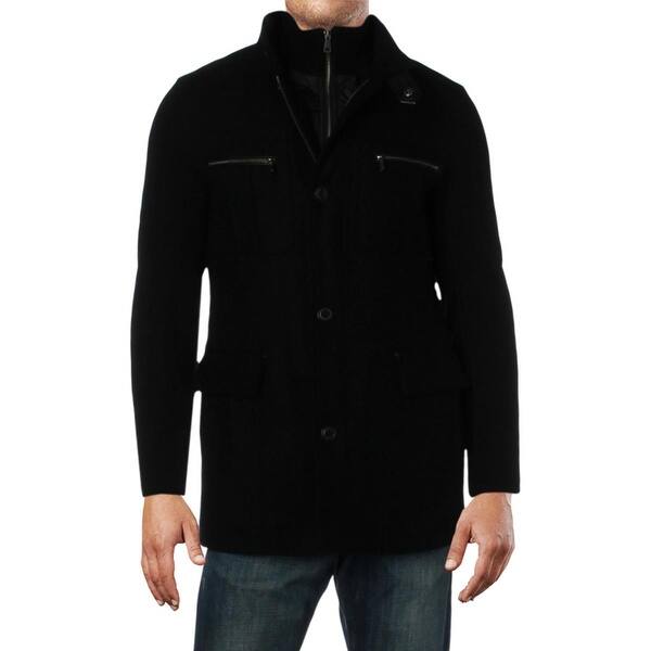 Shop Cole Haan Mens Melton Wool Coat Winter Nylon Bib S