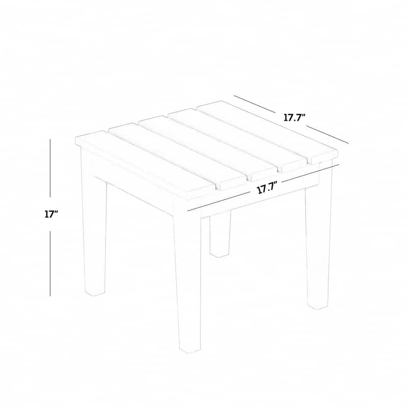 Shoreside HDPE Eco-Friendly All Weather Square Modern 18" Side Table