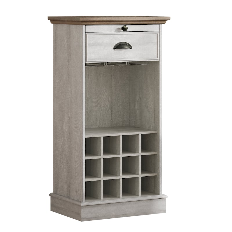 Wine Cabinet with Metal Glass Holder and Wood Lattice Rack - 22" in Width