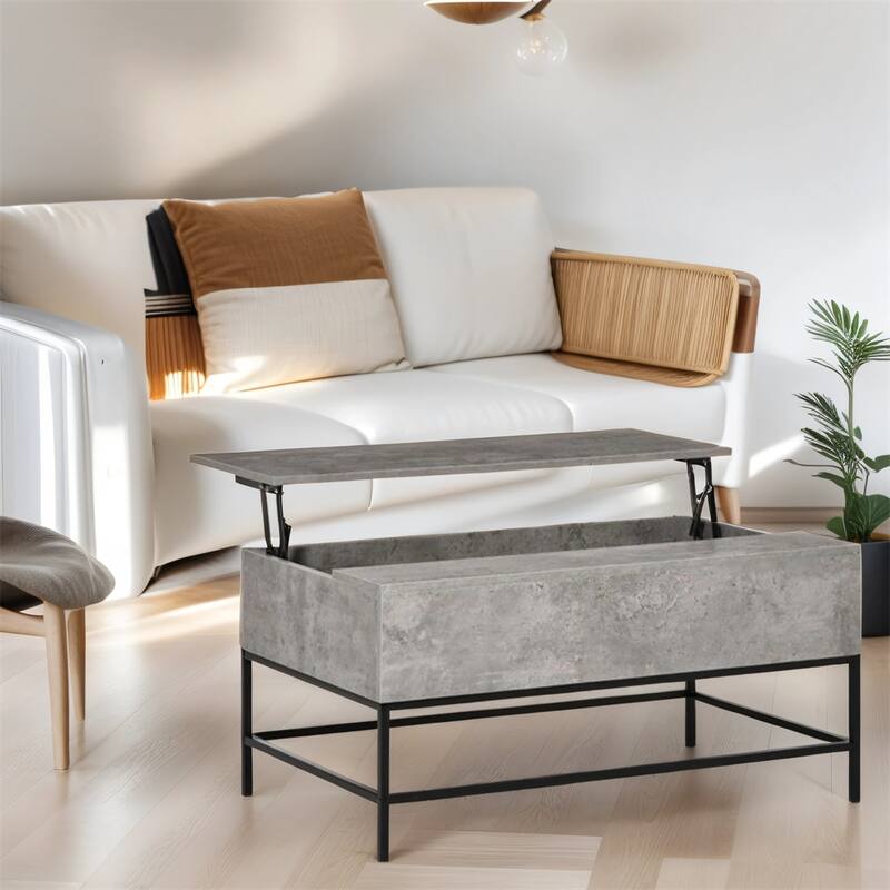 Modern Adjustable Height Coffee Table with Storage