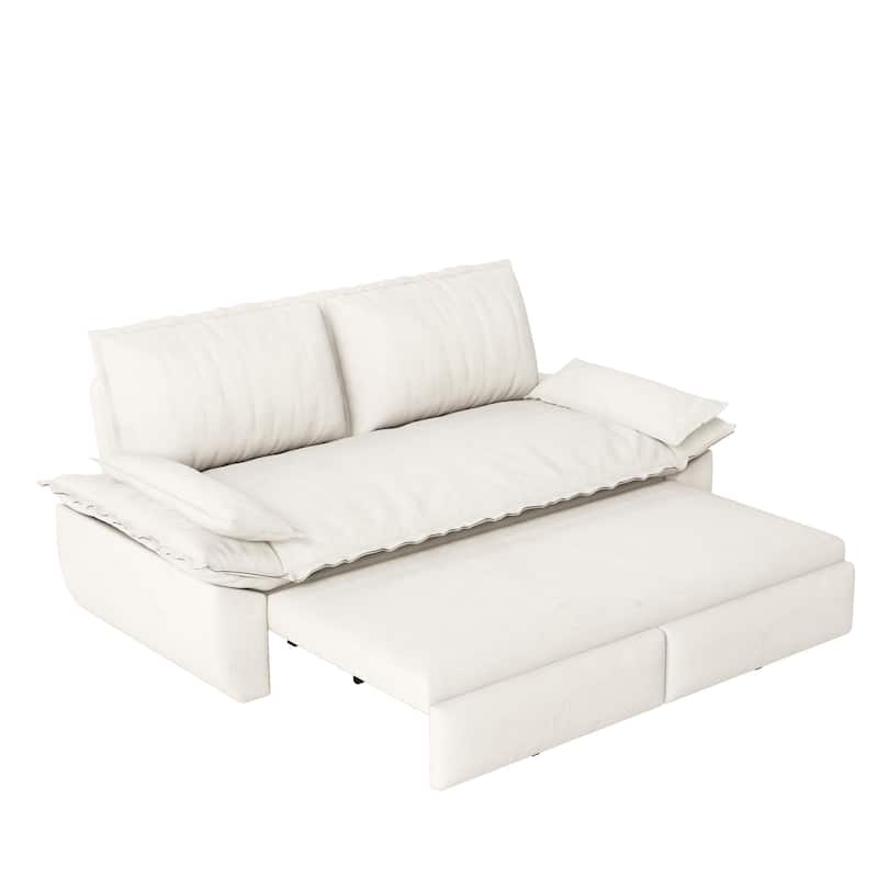 3-in-1 Convertible Sleeper Sofa Loveseat with 2 Soft Pillows, Pull-Out Sofa Bed, Chaise Lounge Sofa for Living Room