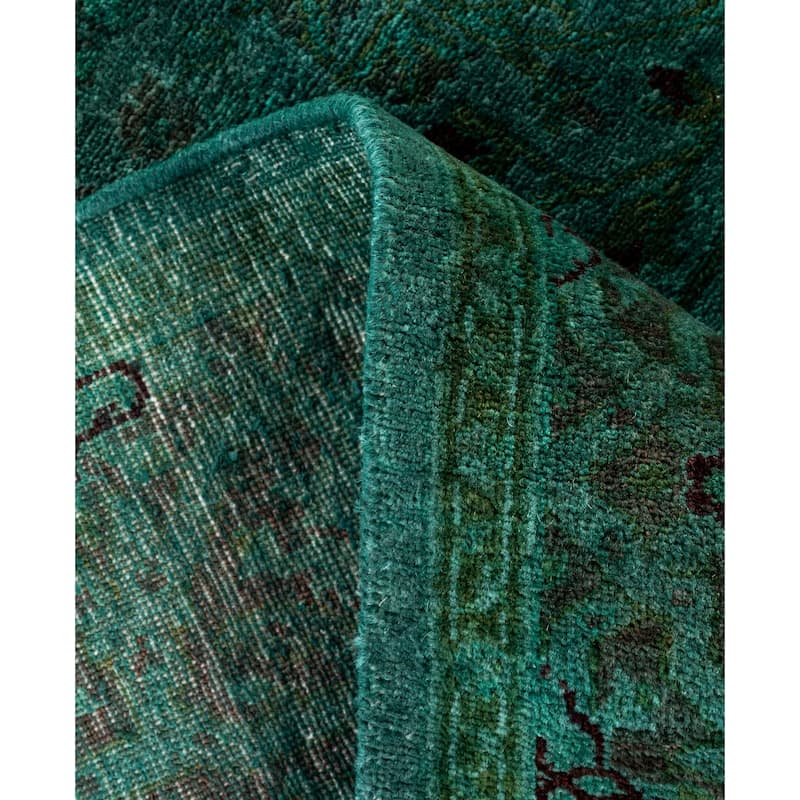 Overdyed One-of-a-Kind Hand-Knotted Area Rug - Green - 4' 2" x 6' 3"