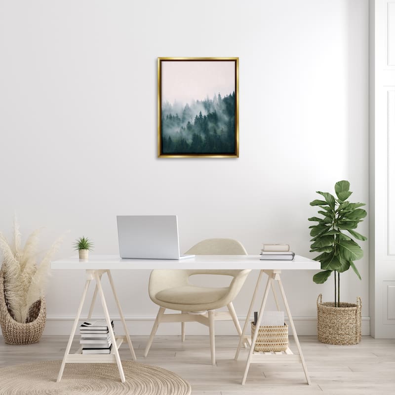 Stupell Misty Forest Trees Framed Floater Canvas Wall Art Design by Sisi and Seb