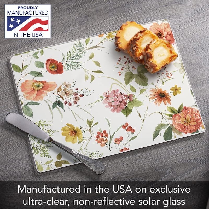 Blessed by Nature Decorative 3mm Heat Tolerant Tempered Glass Cutting Board 10" x 8" Manufactured in the USA Dishwasher Safe