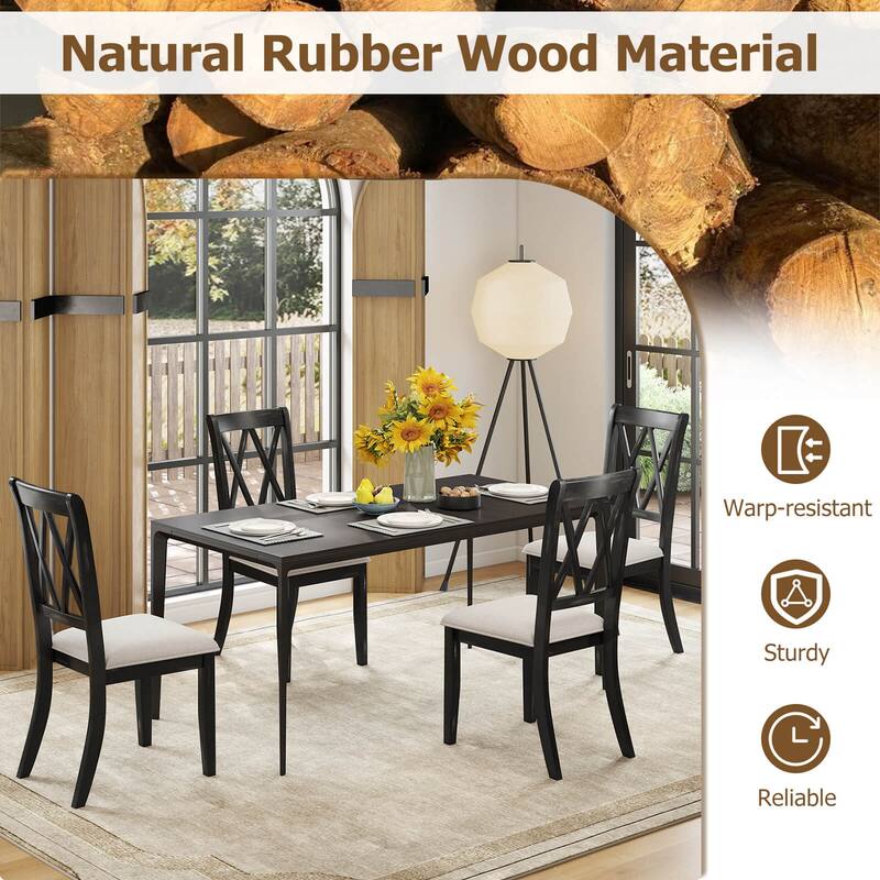Costway 2/4 PCS Farmhouse Dining Chairs Modern Kitchen Chairs with