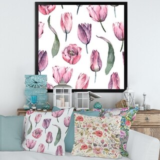 Designart "Gentle Pink Tulip Flowers" Traditional Framed Art Print ...