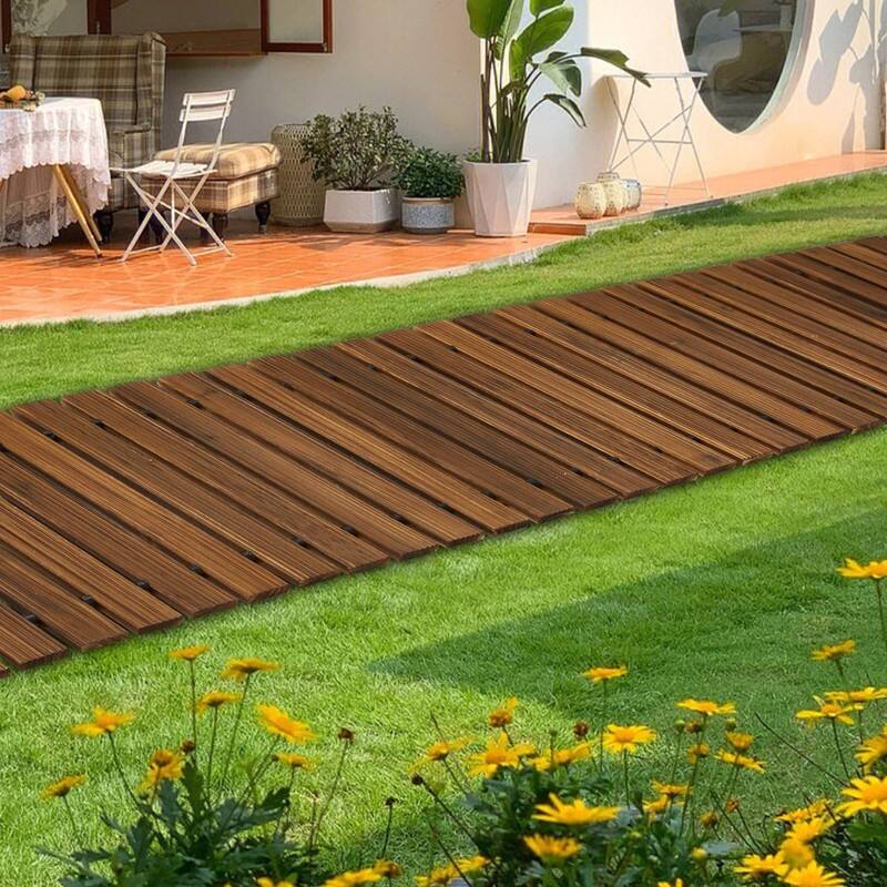 8FT Wooden Garden Pathway,Outdoor Roll Out Decorative Straight Walkway