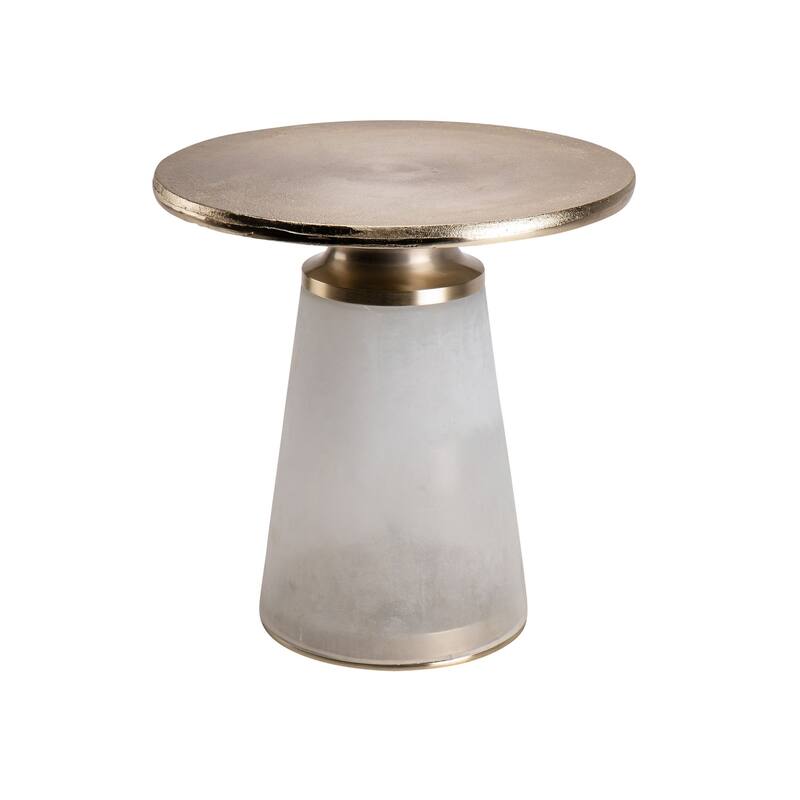 18" Frost White and Brown Nebular Round Side Table