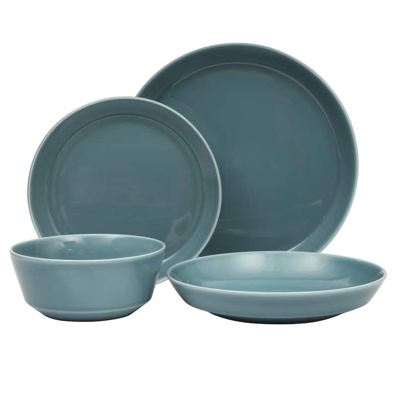 Gibson Home Summer Shades 16 Piece Plates and Bowls Dishes Service for 4 Stoneware Dinnerware Set