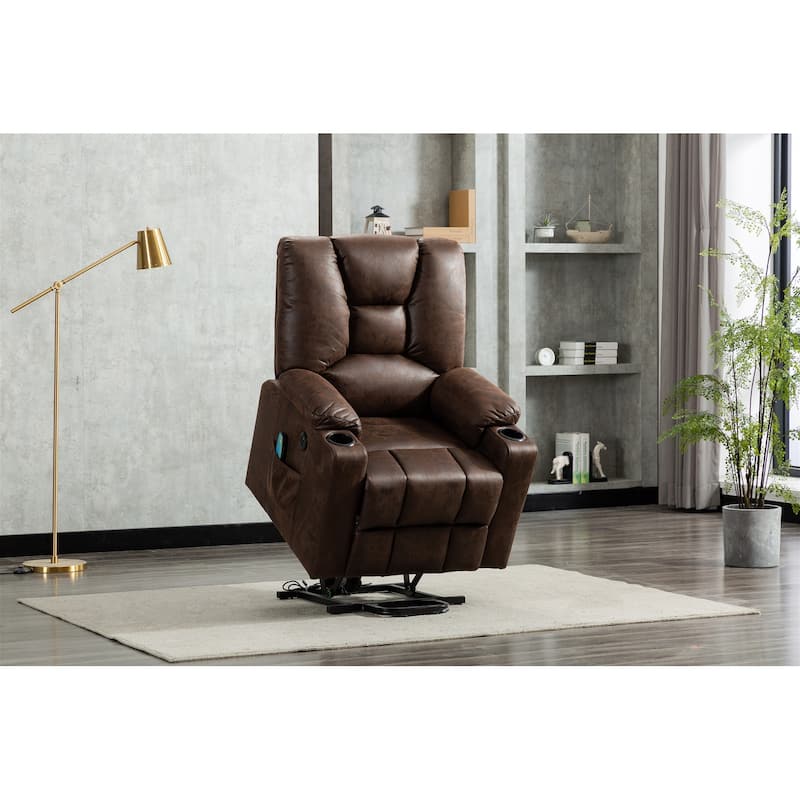 Microfiber Power Motion Heating Message Recliner with USB Charge Port
