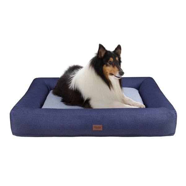 Martha Stewart Madison Denim Bolster Pet Napper With Removable Cover 30x40 6 5 Overstock 31566800