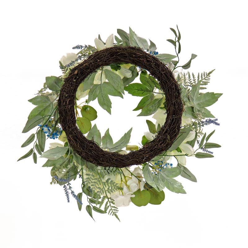 National Tree Company 24 inch Artificial Spring Wreath with Dahlia, Peony, and Hydrangea Blooms, Realistic Floral Decoration