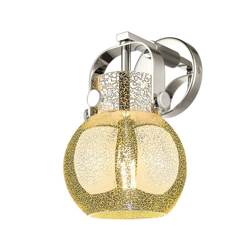 Innovations Lighting Pilaster II Sphere - 1 Light 7" Wall-Mounted Sconce - Mercury Shade - Mercury/Polished Nickel