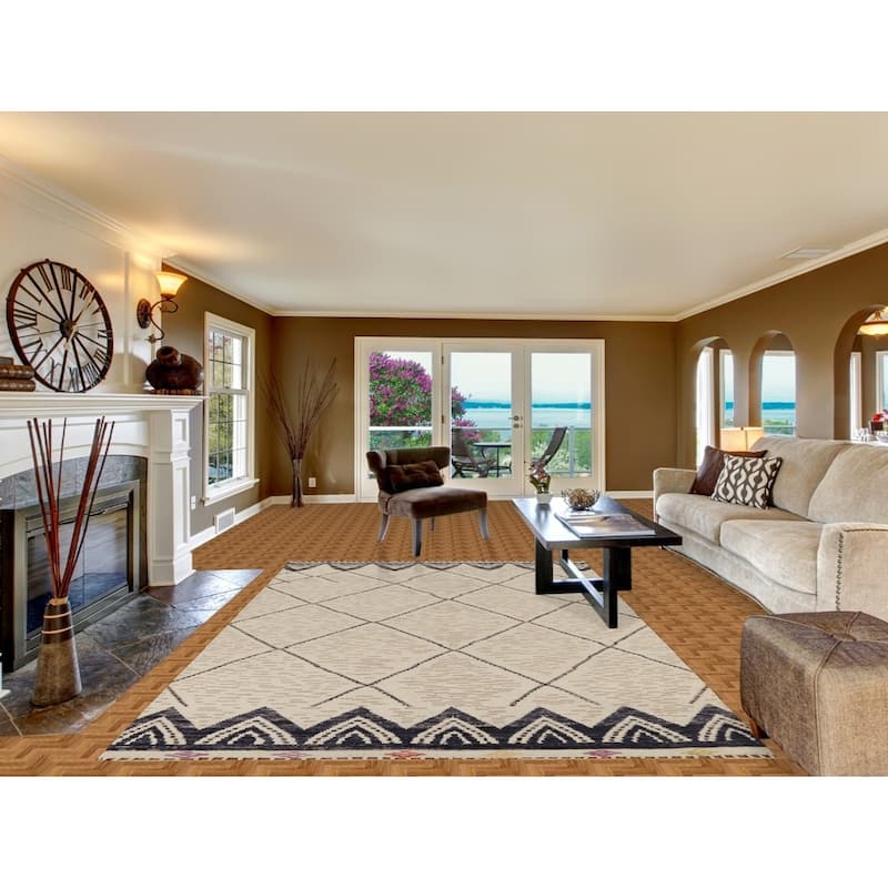 Trellis Moroccan Area Rug Hand-Knotted Wool Carpet - 6'11"x 10'9"