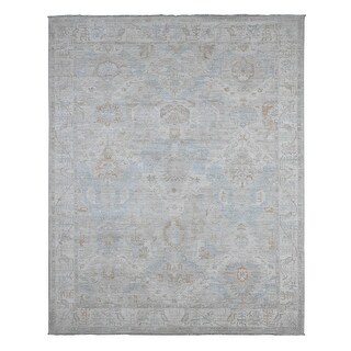 Shahbanu Rugs Silver Chalice Gray Hand Knotted Washed Out Fine Aryana ...