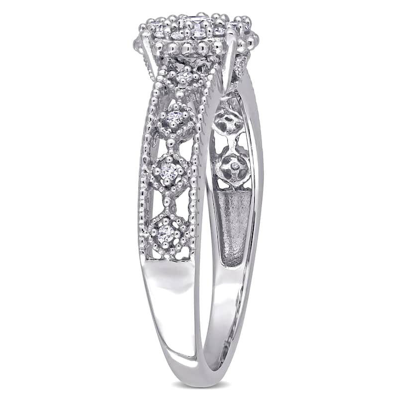 Miadora 10k White Gold 1/4ct TDW Diamond Vintage Composite Engagement Ring