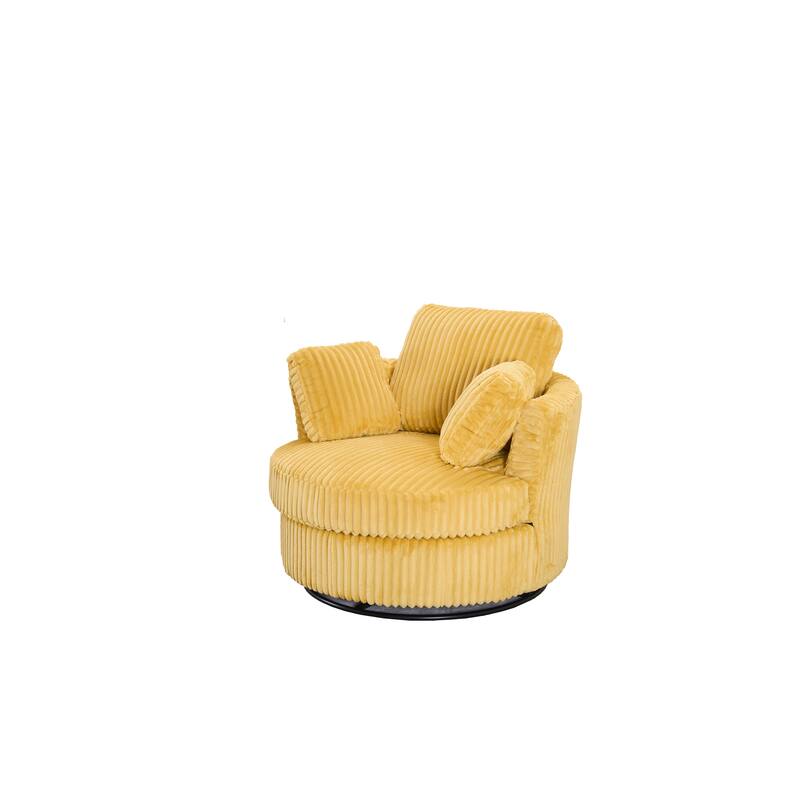 Corduroy 360° Swivel Barrel Chair with 4 Pillows and 400lb Weight Capacity