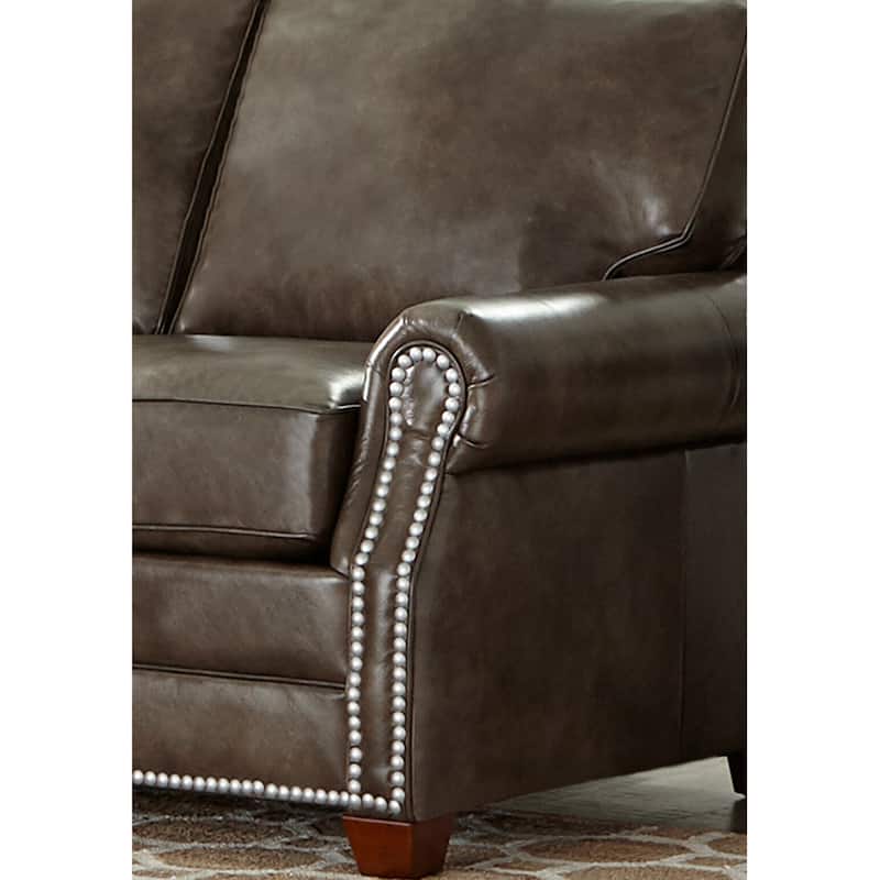 Davis Top Grain Leather Upholstered L-shaped Sectional Sleeper Sofa
