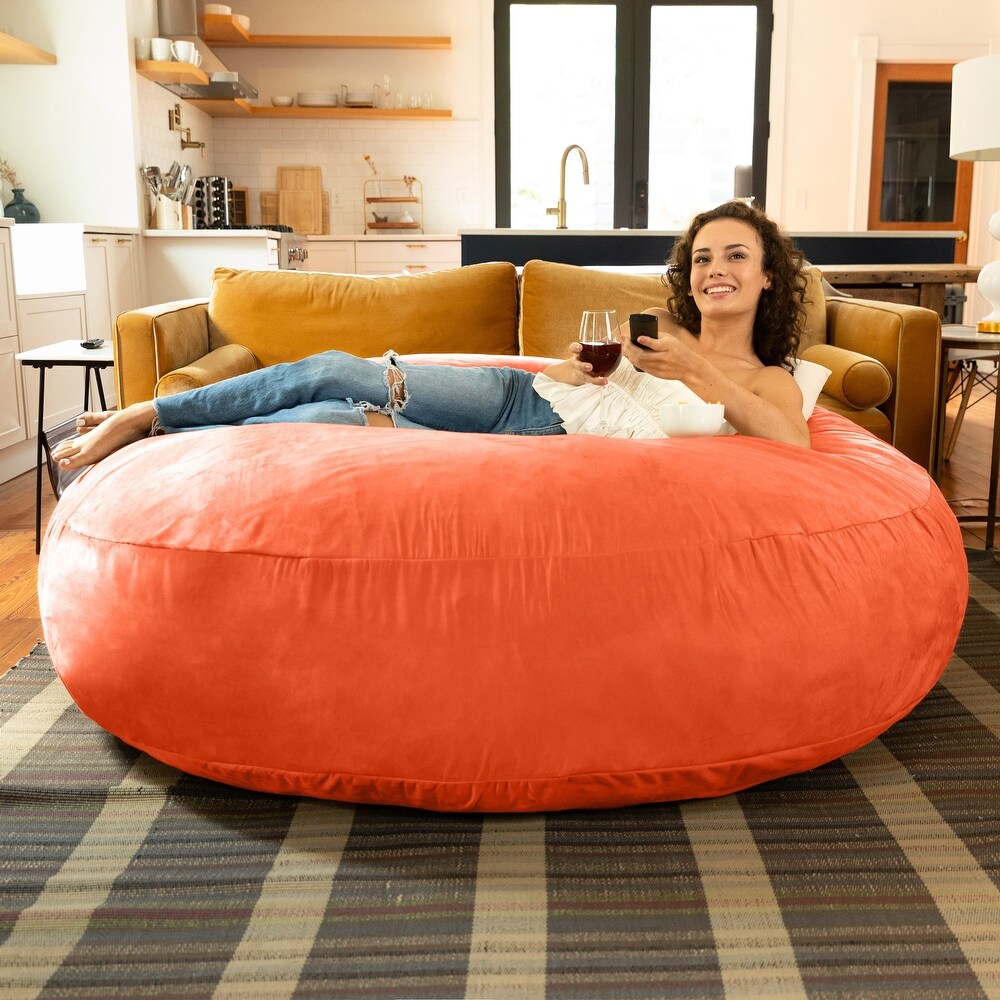 Orange shop suede chair