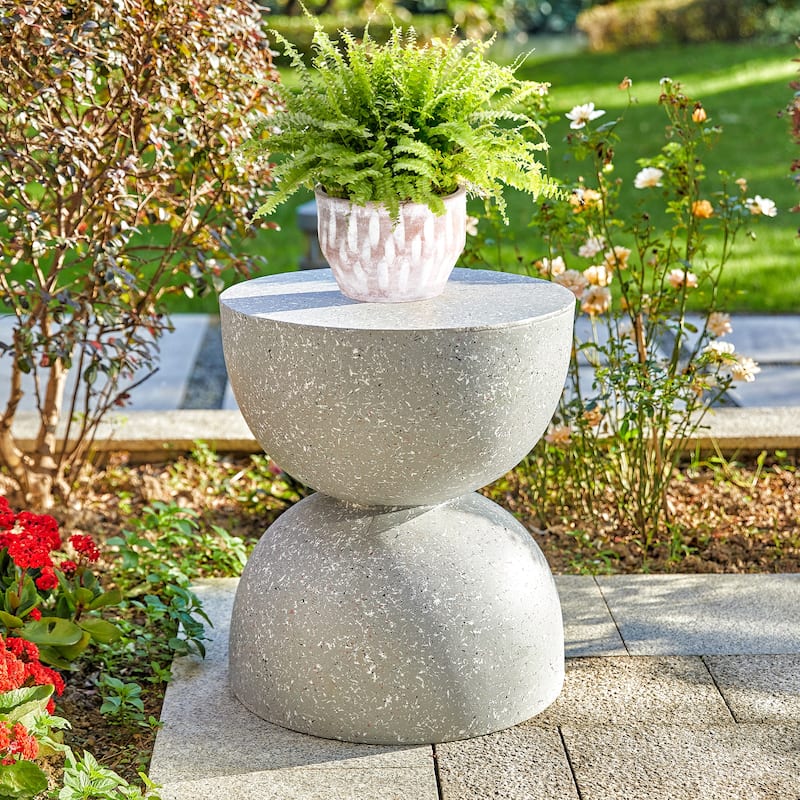 Glitzhome 18"H Modern MGO Faux Terrazzo Garden Stool Planter Stand - 15.75"L X 15.75"W X 17.75"H