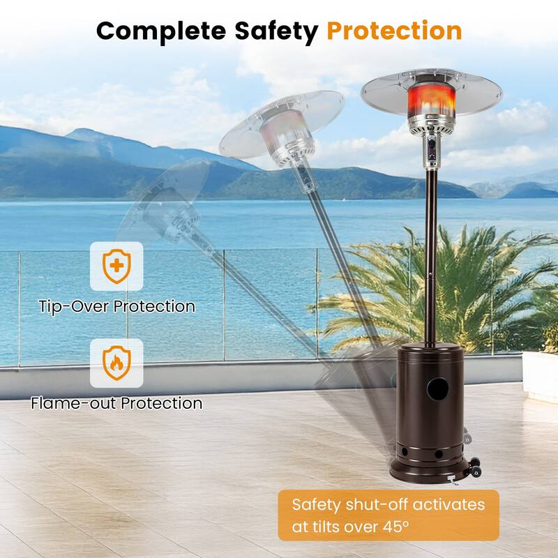 Gymax 50000 BTU Patio Propane Heater w/ Stainless Steel Burner & Safe