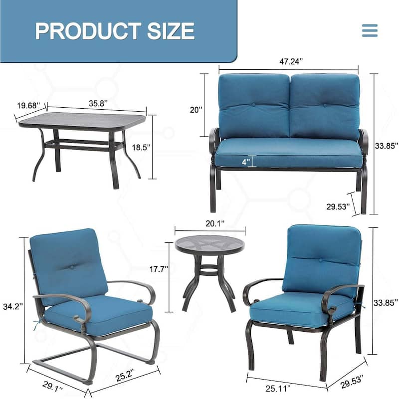 SUNCROWN 7-Piece Outdoor Metal Furniture Conversation Patio Set