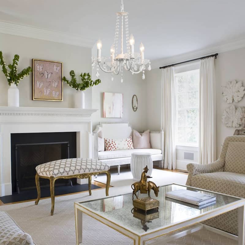 4-Light Candle Style Chandelier with Crystal Accents for Living Room Bedroom