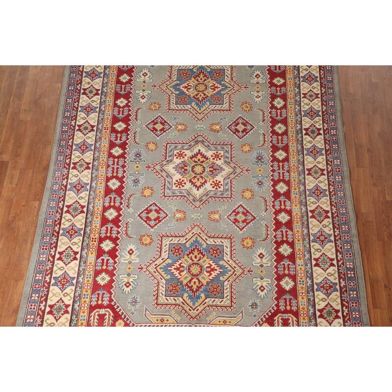Kazak Area Rug Hand-Knotted Wool Carpet - 6'9" x 9'8"