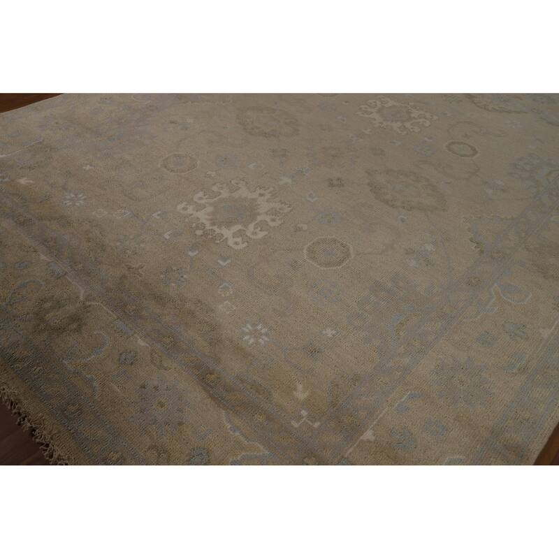 Earth Tone Oushak Area Rug Hand-Knotted Wool Carpet - 8'0"x 9'10"