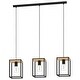 preview thumbnail 1 of 1, Libertad - 3-Light Linear Pendant - Structured Black and Wood Finish
