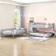 preview thumbnail 2 of 7, Gray Industrial Charm Full Metal Triple Bed with Built-in Ladder