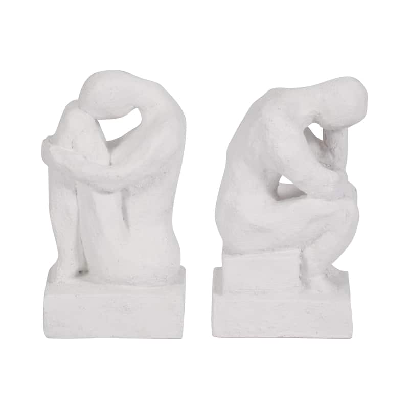 Sagebrook 7" Solid Color Square Thinking Man Bookends - 4" x 3" x 7"