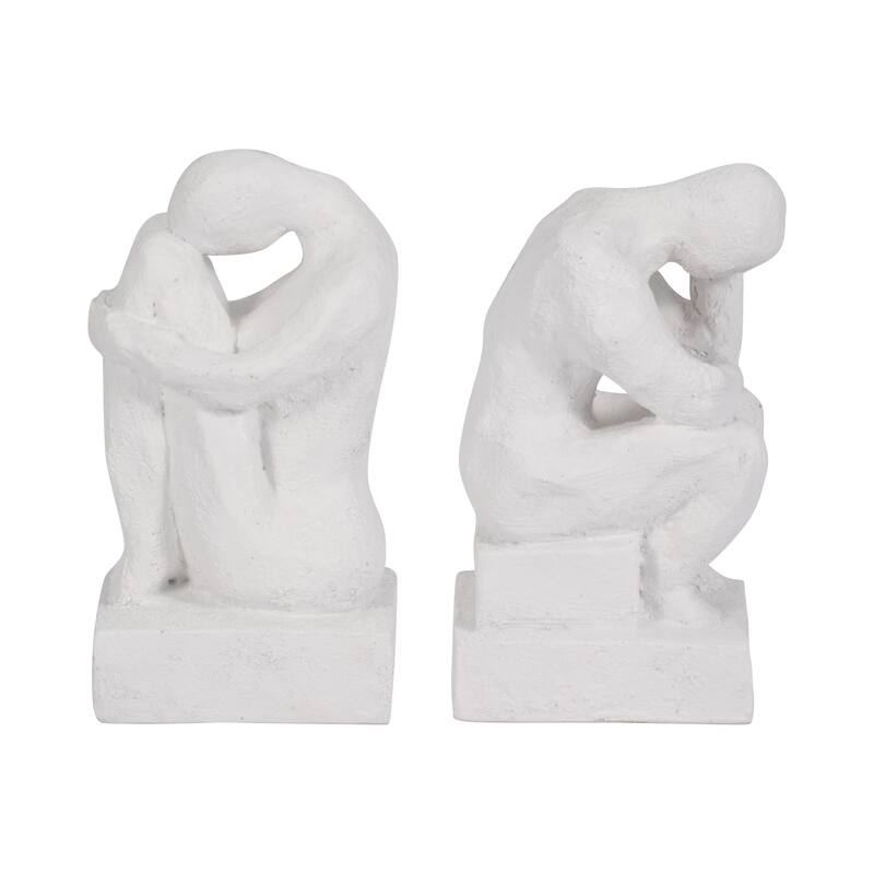 Sagebrook 7" Solid Color Square Thinking Man Bookends - 4" x 3" x 7"