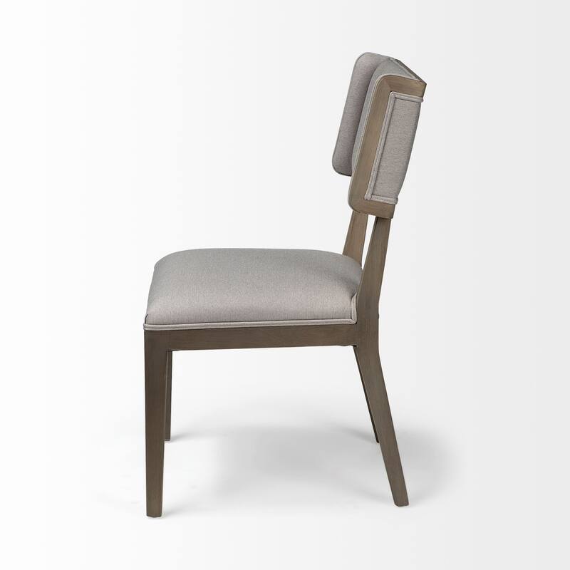 Tenton Grey Fabric Wrap Seat With Medium Brown Solid Wood Frame Dining Chair (Set of 2) - 23.5L x 19.0W x 36.8H