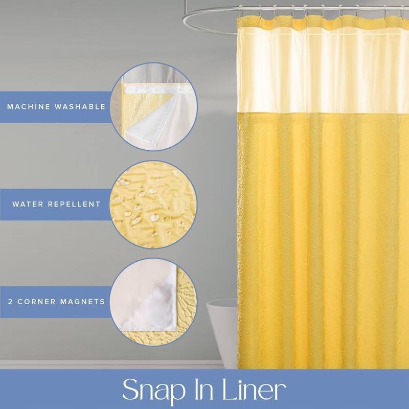 Starburst Crinkle Shower Curtain with Snap-in Liner 12 Hooks Included