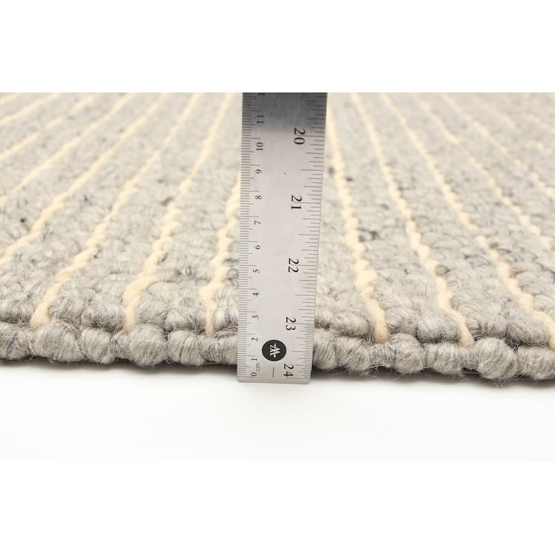 ECARPETGALLERY Braid weave Sienna Grey Wool Rug - 5'3 x 7'7