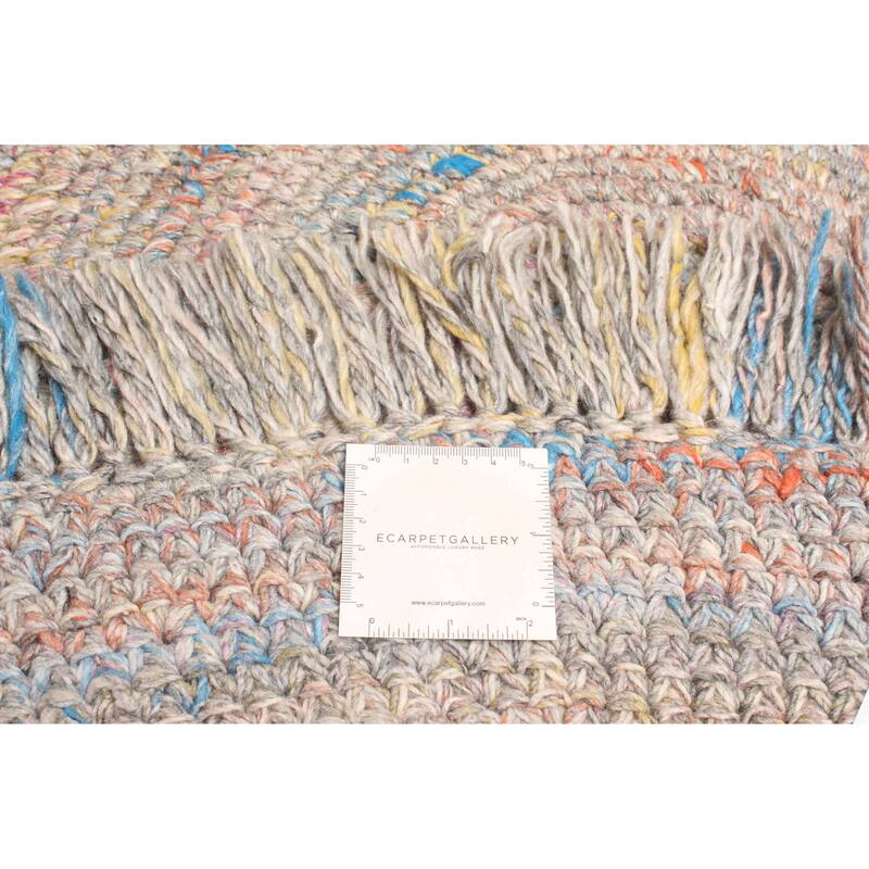 ECARPETGALLERY Braid weave Sienna Grey Wool Rug - 3'3 x 3'3